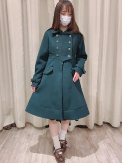 Manteaux gothiques Lolita Manteau pardessus en polyester vert foncé Manteau d'automne Lolita Outwears