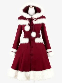 Manteaux gothiques Lolita Manteau noir Pompons Pardessus Polyester Automne Lolita Vêtements d'extérieur