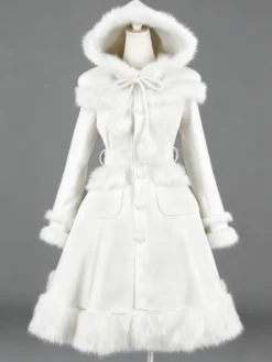 Manteaux gothiques Lolita Manteau noir Pompons Pardessus Polyester Automne Lolita Vêtements d'extérieur
