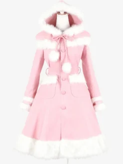 Manteaux gothiques Lolita Manteau noir Pompons Pardessus Polyester Automne Lolita Vêtements d'extérieur