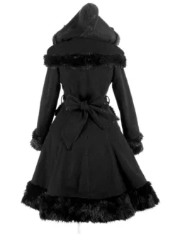 Manteaux gothiques Lolita Manteau noir Pompons Pardessus Polyester Automne Lolita Vêtements d'extérieur