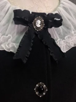 Manteaux gothiques Lolita nœuds noirs manteau en polyester vêtements d'extérieur Lolita d'automne