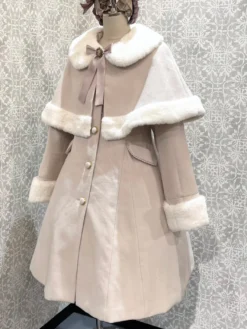 Manteaux Lolita académiques Bordeaux Nœuds de Noël Cape en polyester Manteau Manteau Bloc de couleur Lolita Vêtements d'extérieur Hiver
