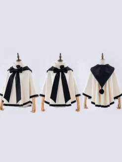 Manteaux Lolita de style ROCOCO Manteau bordeaux Nœuds Manteau bicolore Polyester Vêtements d'extérieur Lolita d'hiver