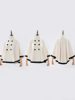 Manteaux Lolita de style ROCOCO Manteau bordeaux Nœuds Manteau bicolore Polyester Vêtements d'extérieur Lolita d'hiver