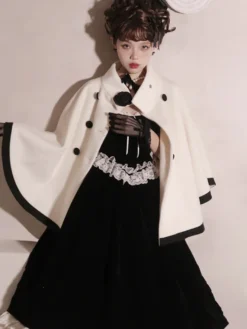 Manteaux Lolita de style ROCOCO Manteau bordeaux Nœuds Manteau bicolore Polyester Vêtements d'extérieur Lolita d'hiver