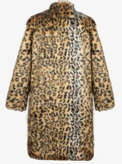 Manteaux Long En Fausse Fourrure Hiver Chaud Hommes Léopard Veste Manches Longues Col Rabattu