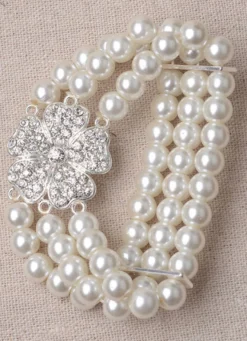 Mariage bijoux strass Set boucle d’oreille perle collier et Bracelet (boucle d’oreille : 5.3 Cm X 3 Cm X 0 5 Cm)