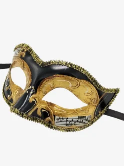 Masque De Carnaval Pour Adultes Accessoires De Costumes Cosplay Vintage De Mascarade En Plastique Noir Or Déguisement