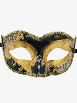 Masque De Carnaval Pour Adultes Accessoires De Costumes Cosplay Vintage De Mascarade En Plastique Noir Or Déguisement