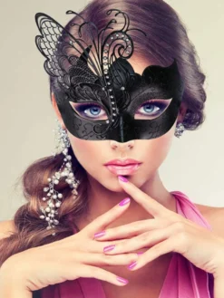 Masque De Carnaval Pour Adultes Accessoires De Costumes Cosplay Vintage De Mascarade En Plastique Noir Femme Déguisement
