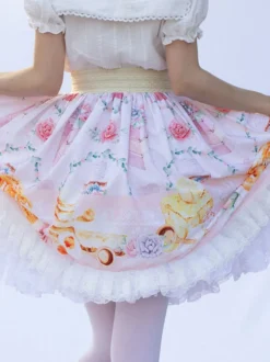Mignonne Jupe Lolita SK Angel Beats Ruffles à imprimé fleurie rose clair
