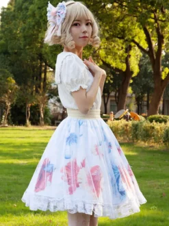 Mignonne Jupe Lolita SK imprimée fleurie à volants