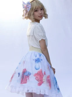 Mignonne Jupe Lolita SK imprimée fleurie à volants
