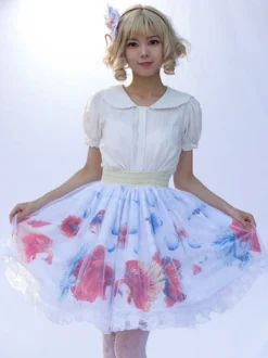 Mignonne Jupe Lolita SK imprimée fleurie à volants