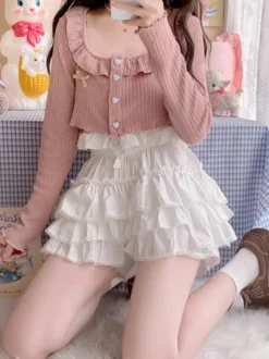 Mignonne Lolita Bloomers Volants Short Lolita Blanc Ample