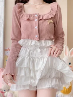 Mignonne Lolita Bloomers Volants Short Lolita Blanc Ample