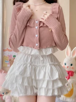 Mignonne Lolita Bloomers Volants Short Lolita Blanc Ample