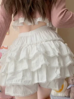 Mignonne Lolita Bloomers Volants Short Lolita Blanc Ample