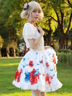 Mignonne Lolita SK Jupes Lolita à imprimé floral à volants
