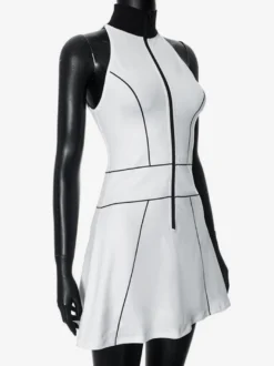 Mini-robe zippée sans manches à col montant pour femme 2026