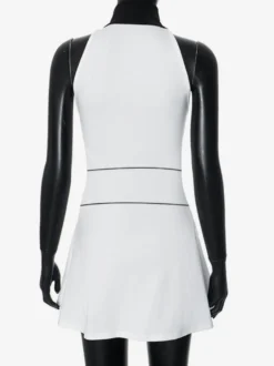 Mini-robe zippée sans manches à col montant pour femme 2026