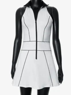 Mini-robe zippée sans manches à col montant pour femme 2026