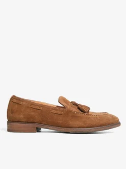 Mocassins bateau en daim pour hommes bout rond chaussures décontractées à enfiler avec pompons