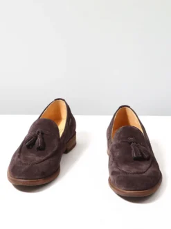 Mocassins bateau en daim pour hommes bout rond chaussures décontractées à enfiler avec pompons