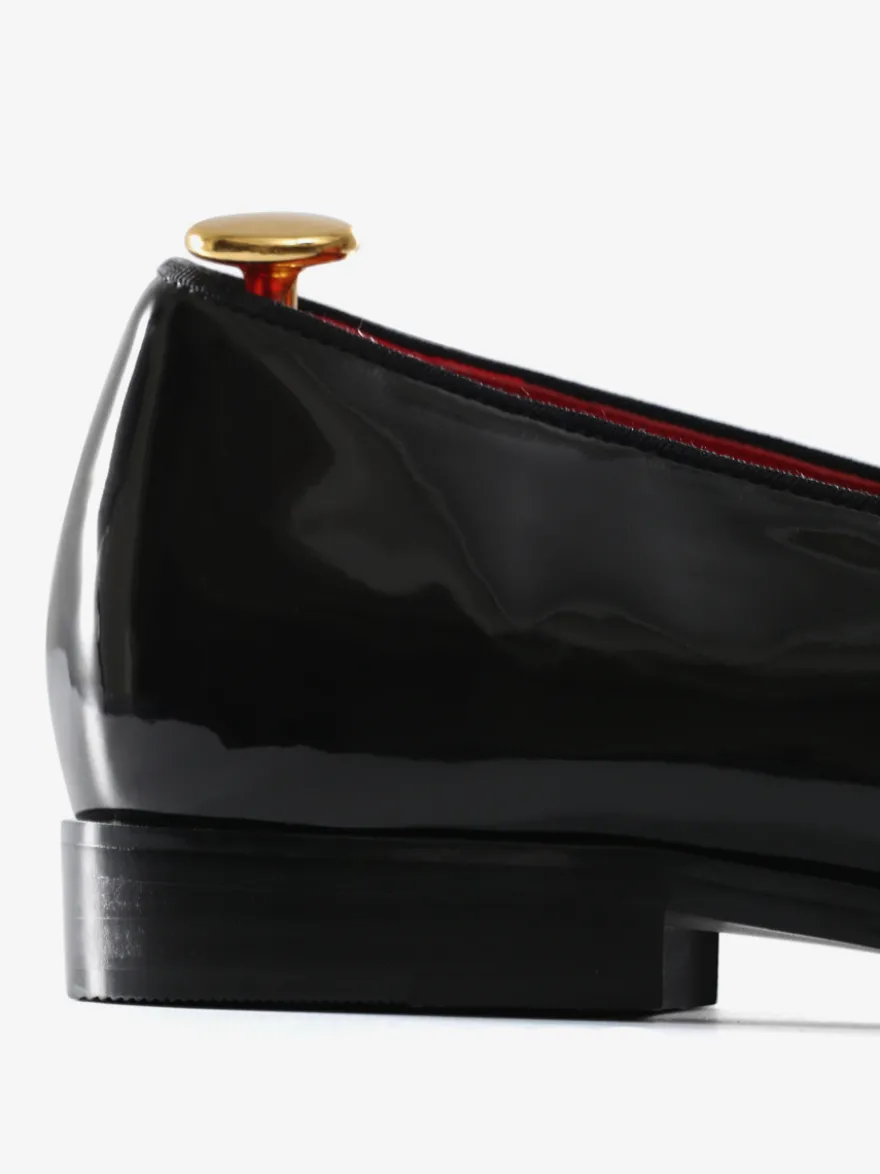 Mocassins belges en cuir verni pour homme à enfiler avec nœud bout rond pour smoking bal fête mariage