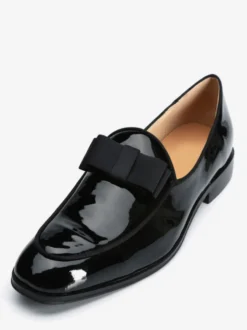Mocassins belges noirs pour hommes chaussures de marié à bout carré et nœud chaussures de soirée pour mariage