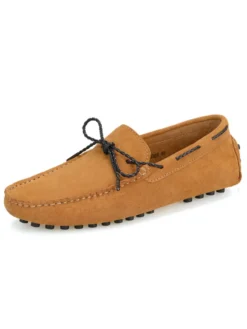 Mocassins belges pour hommes chaussures de conduite en daim à enfiler