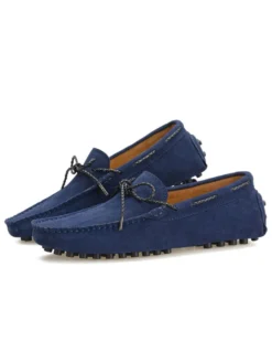 Mocassins belges pour hommes chaussures de conduite en daim à enfiler