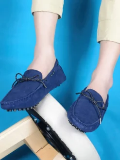 Mocassins belges pour hommes chaussures de conduite en daim à enfiler