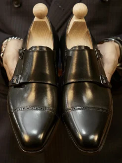 Mocassins à boucle en cuir pour homme chaussures de mariage formelles à brides