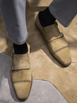 Mocassins à boucle en cuir suédé pour homme
