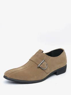 Mocassins à boucle et bout rond en cuir synthétique pour homme
