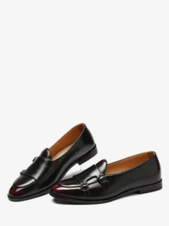 Mocassins à boucle et bout rond en cuir synthétique pour homme