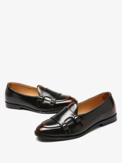 Mocassins à boucle et bout rond en cuir synthétique pour homme