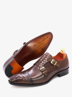 Mocassins à boucle pour homme bout carré en cuir de vache avec brides chaussures Oxford d'occasion