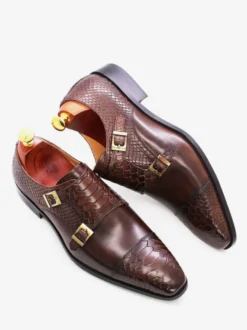 Mocassins à boucle pour homme bout carré en cuir de vache avec brides chaussures Oxford d'occasion