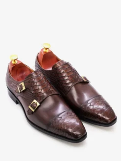 Mocassins à boucle pour homme bout carré en cuir de vache avec brides chaussures Oxford d'occasion