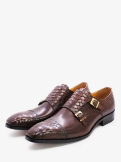 Mocassins à boucle pour homme bout carré en cuir de vache avec brides chaussures Oxford d'occasion