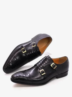 Mocassins à boucle pour homme bout carré en cuir de vache avec brides chaussures Oxford d'occasion