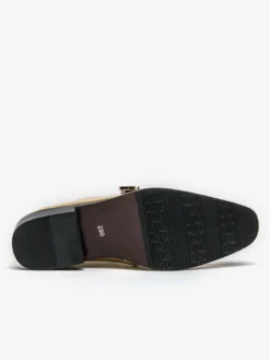 Mocassins à boucle pour hommes en cuir et daim chaussures à bout rond et talons bas style patchwork chaussures de soirée