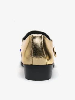 Mocassins à boucle pour hommes en cuir et daim chaussures à bout rond et talons bas style patchwork chaussures de soirée