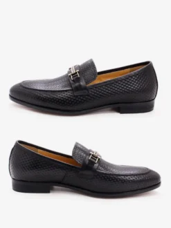 Mocassins à bout pointu pour homme chaussures tendance en métal motif serpent chaussures de mariage en cuir