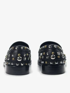 Mocassins à bout rond en cuir de vachette pour hommes avec rivets