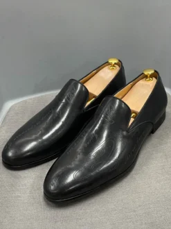 Mocassins à bout rond en cuir de vache pour hommes