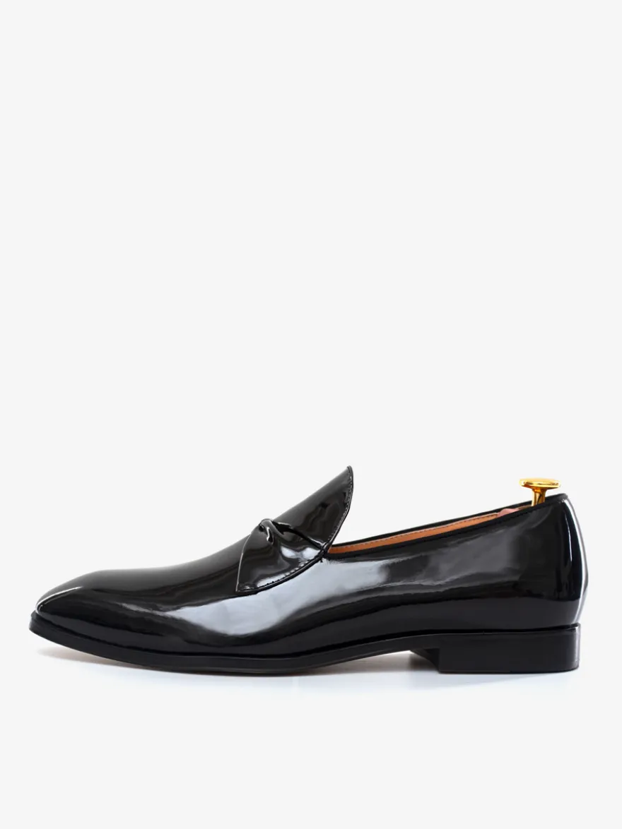 Mocassins Chaussures de Mariage Soirée hommes à bout rond et tige en PU verni